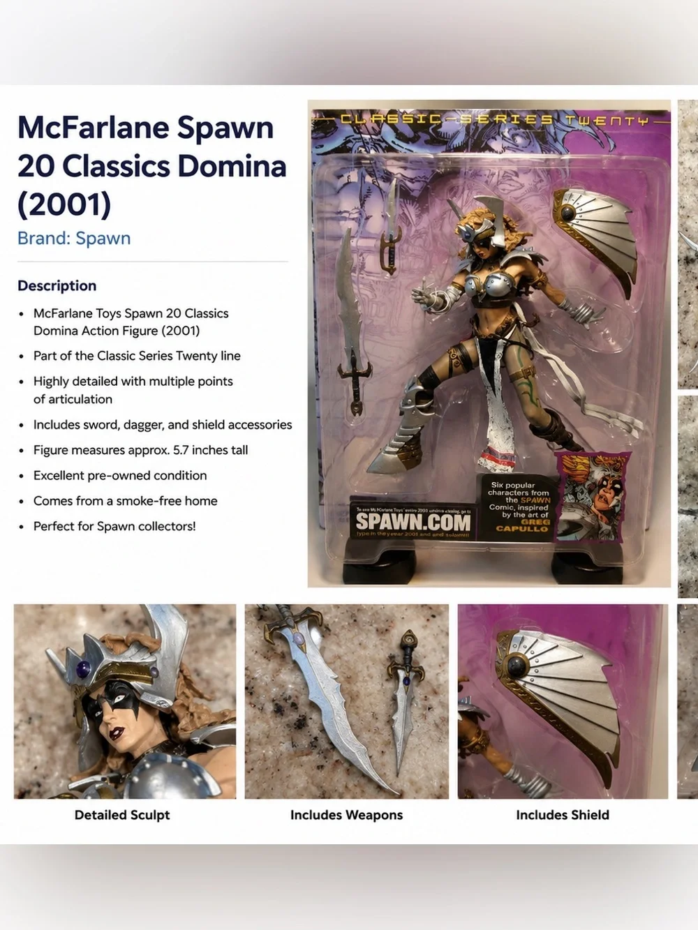 Spawn Domina Action Figure - Silver & Gold Armor